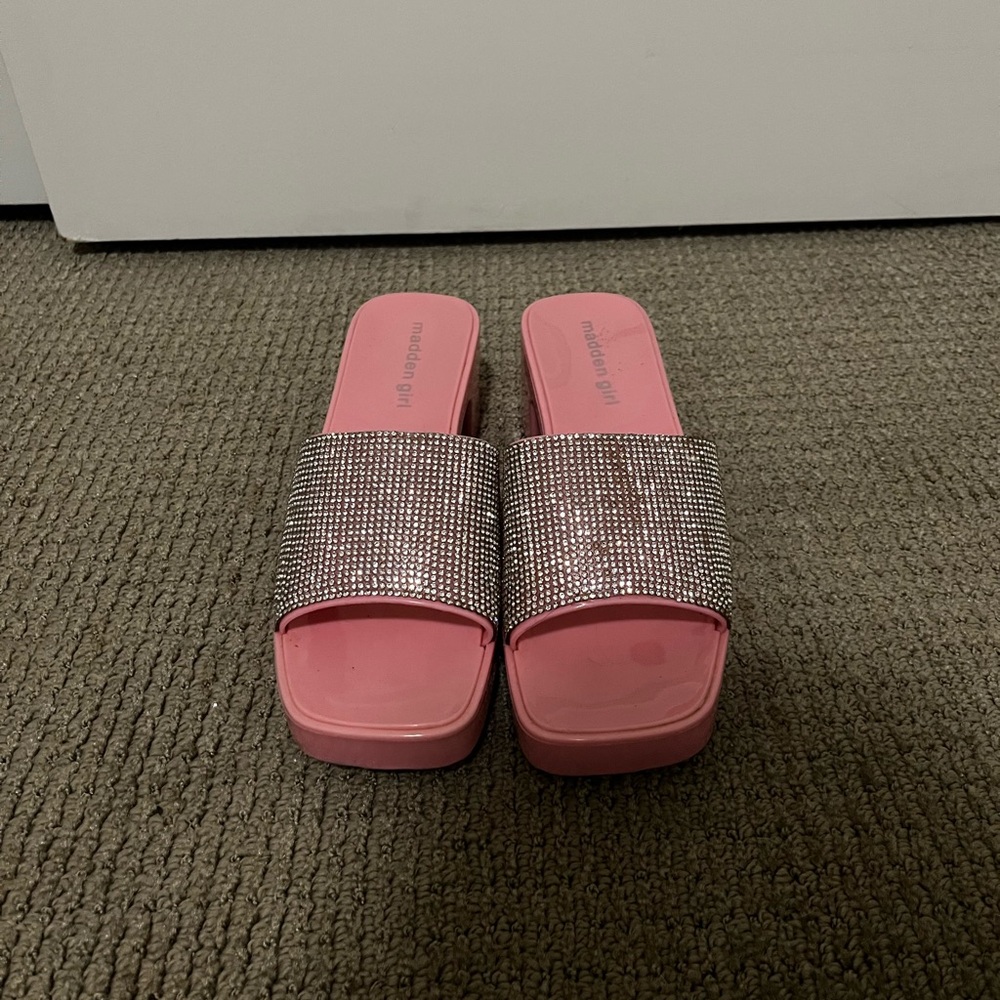 Pink Rhinestone Slide Sandals